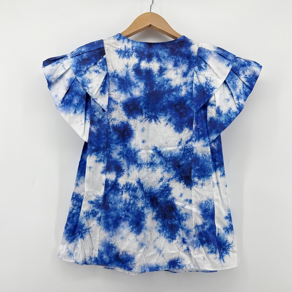 Jason Wu Blue Abstract-Print Flutter-Sleeve Blous… - image 6